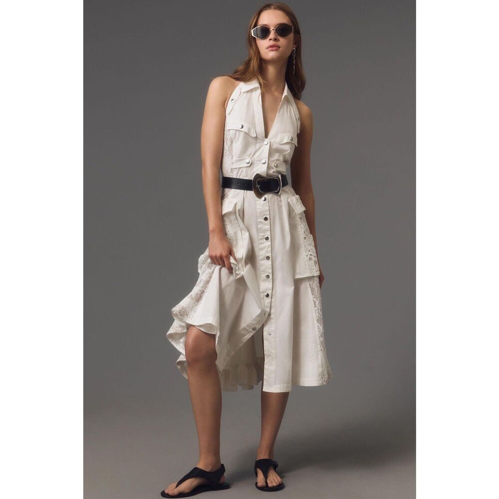 Anthropologie x In Earnest by Byron Lars Halter Utility Midi Dress Size 4